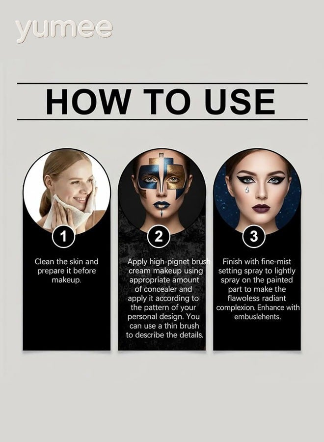 yumee Face Painting Kit for Kids, 42 Colors Non-Toxic Water Activated Makeup Palette + Neon Glow in the Dark + Easy Wash Off, Ideal for Halloween, Birthday Parties, Cosplay, Festivals - Image 5